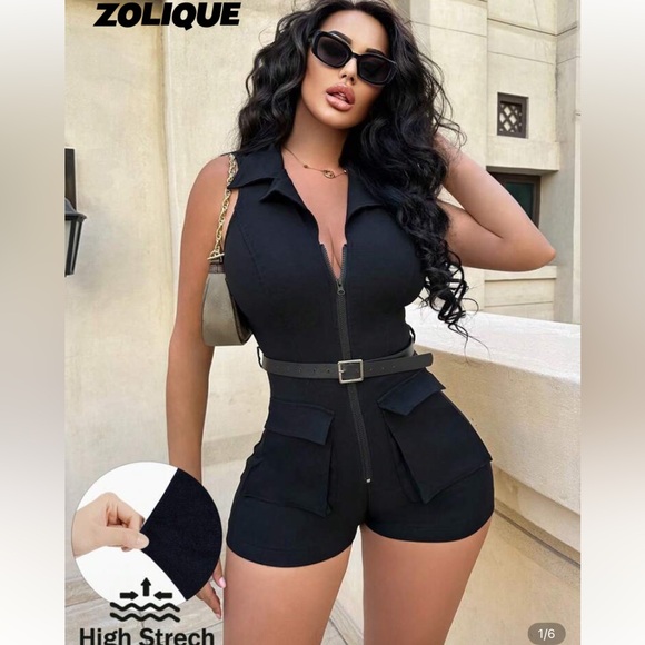 SHEIN Pants - Women's Black High Stretch Jumpsuit NWOT